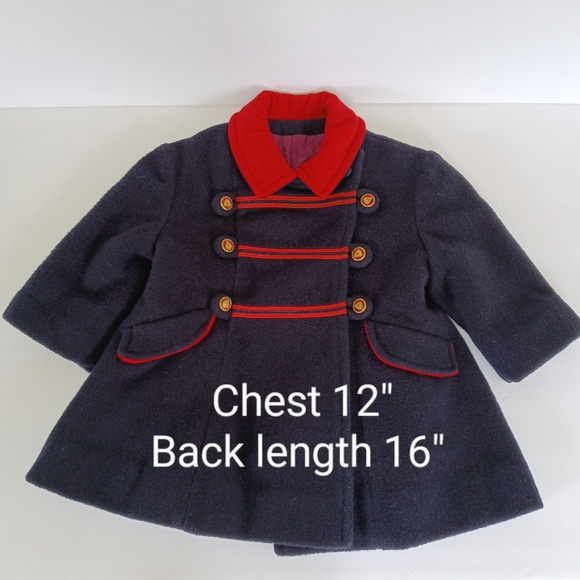 Vintage Rothchild USA Union Made wool Melton Fancy Coat + Brass Crested Buttons - Picture 14 of 14